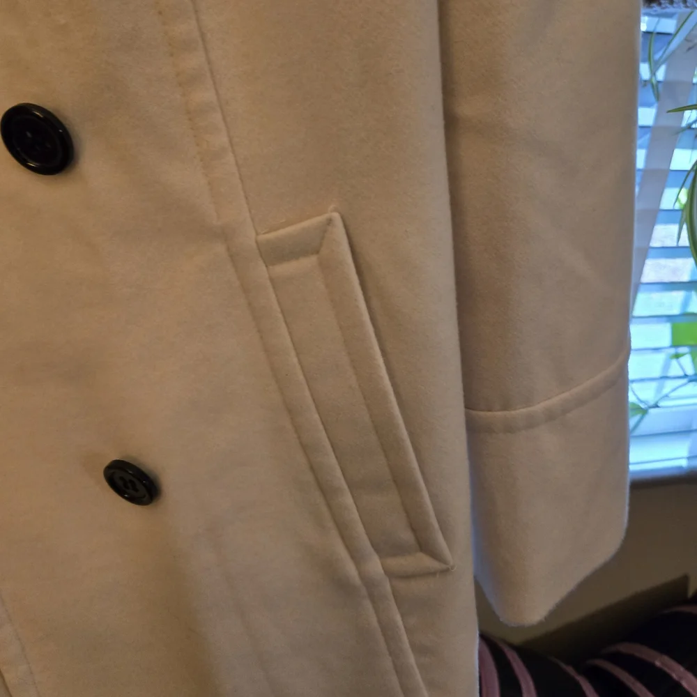 Womens Cream Pea Coat Ashley Stewart Coat Size 14/16 Casual Dress Classic Soft - Picture 3 of 13